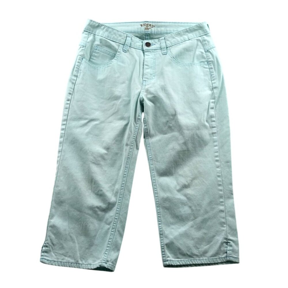 Riders By Lee Womens Capri Pants Size 6 M Aqua Blue Flat Front Casual Classic